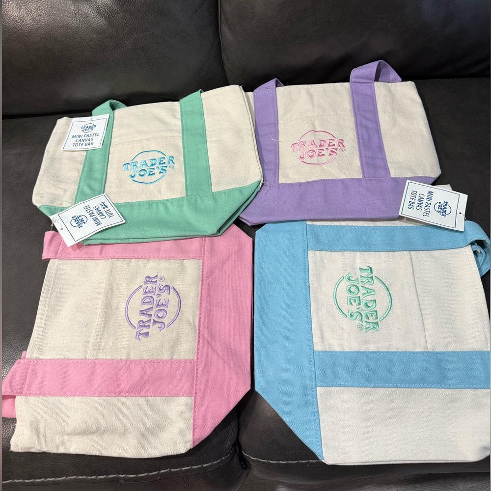 Trader Joe's Canvas Tote Bag - Pastel Color Options